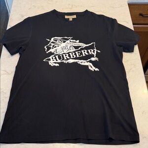 Burberry Black Short Sleeve Tee with White Logo Graphic